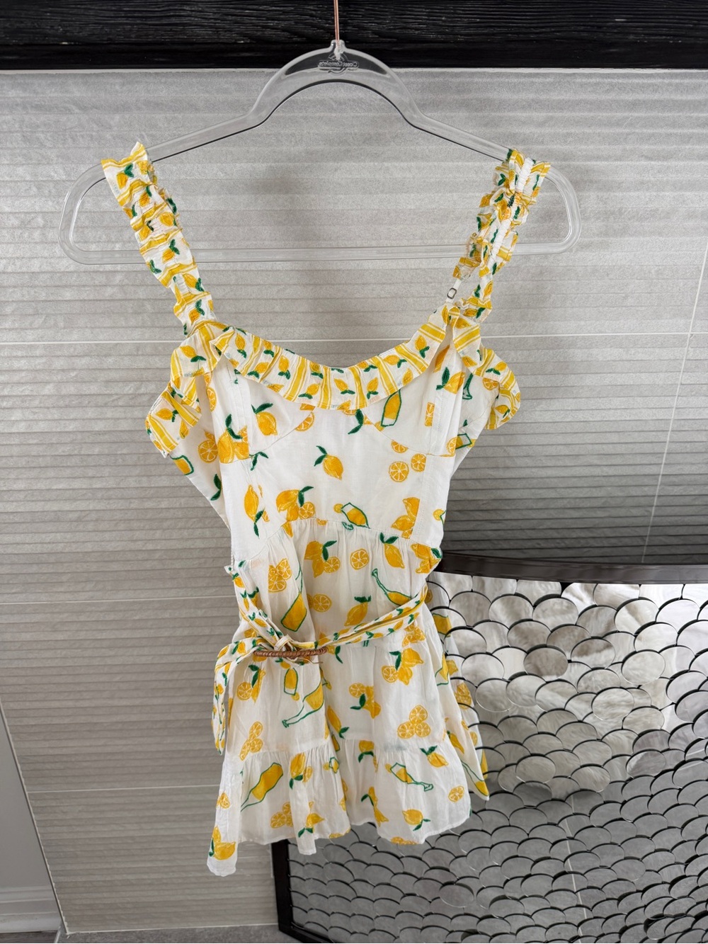 Show Me Your MuMu White Mini Dress with Yellow Lemon Print